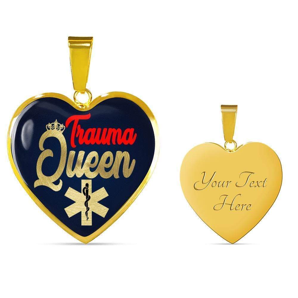 Trauma Queen Nurse Necklace Personalized Engraved Gold Heart Necklace Custom Na